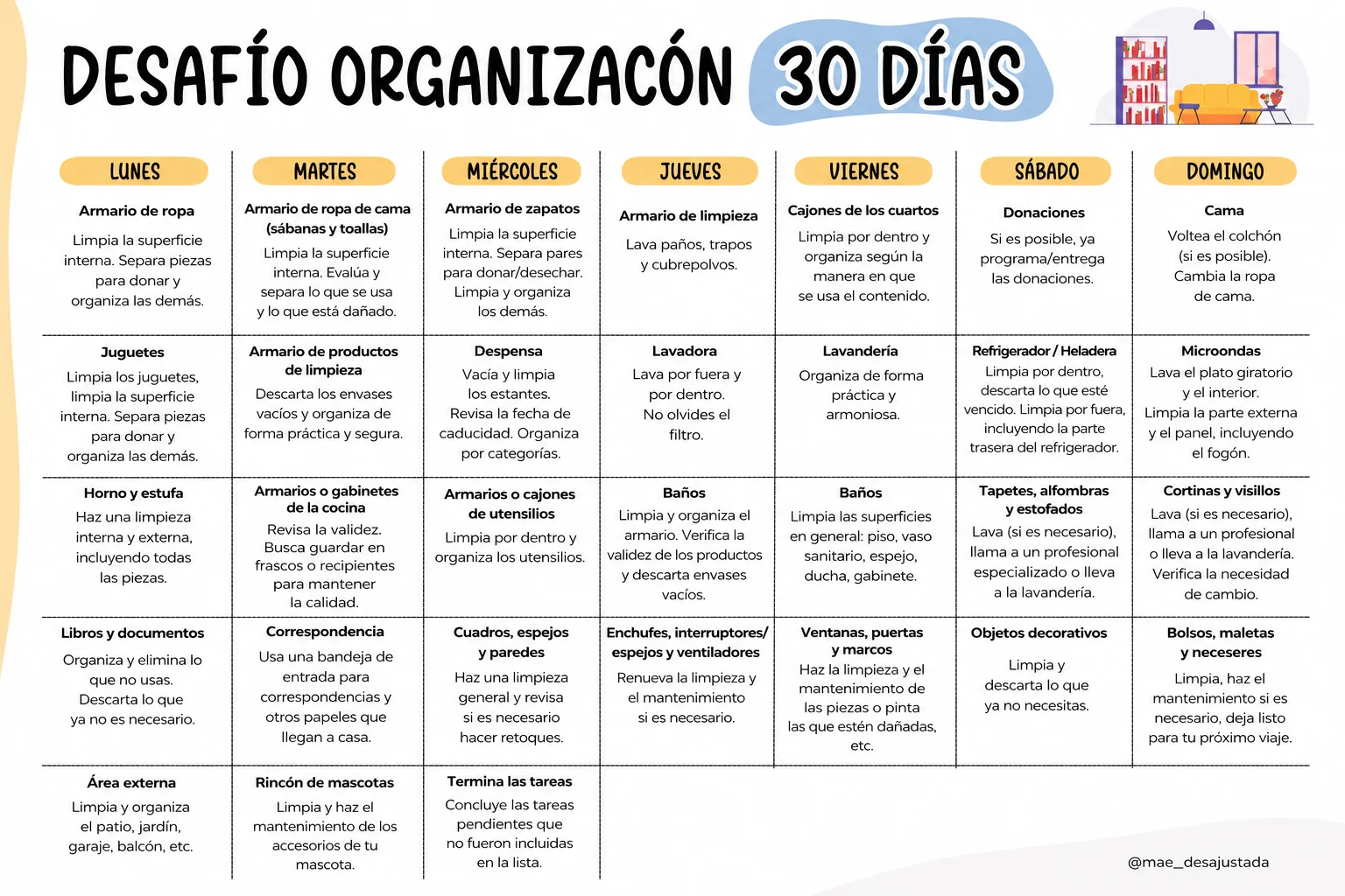 Desafío de organización de 30 días