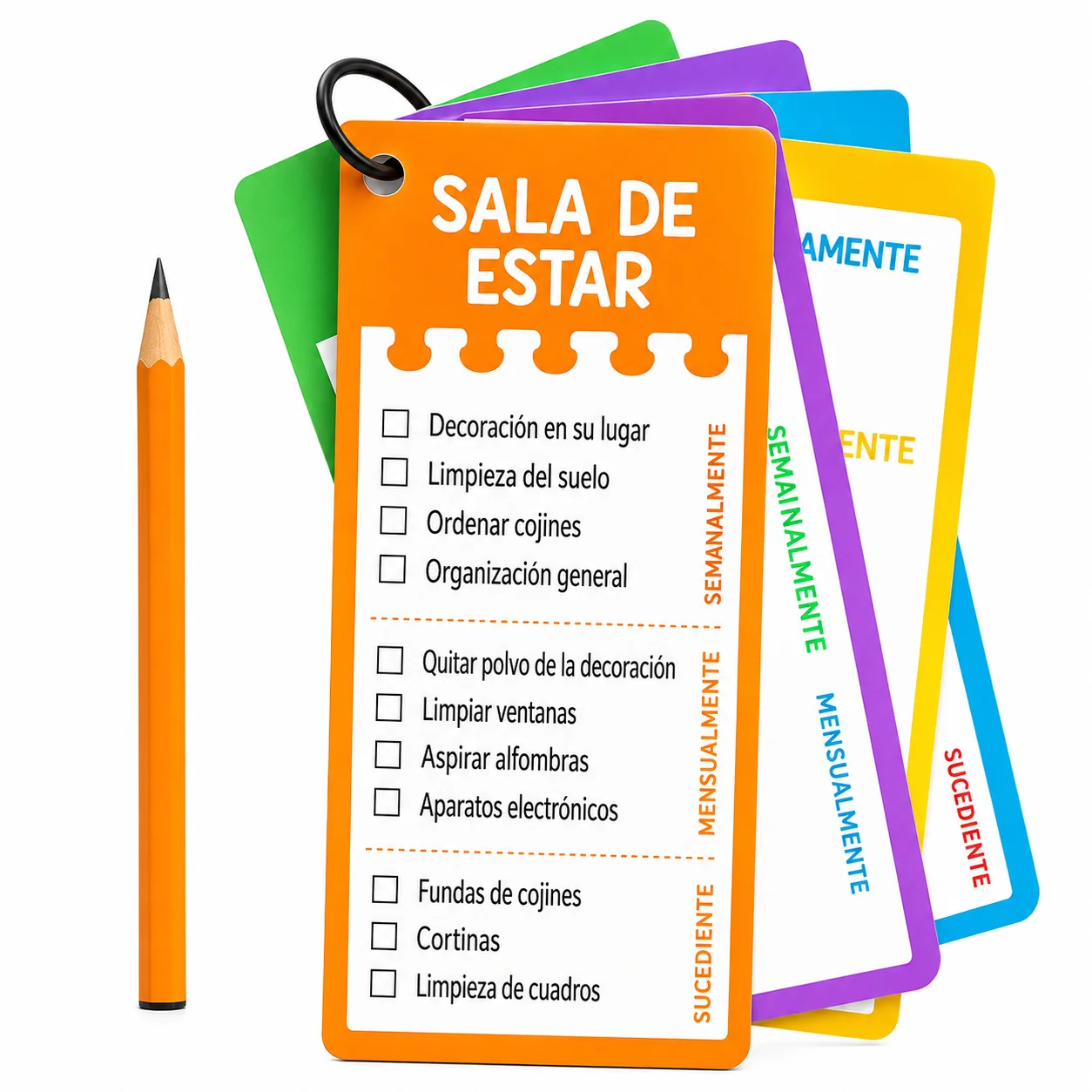 Tarjetas de limpieza separadas por ambiente y frecuencia